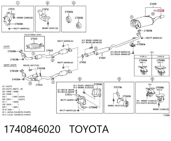 Cola de escape 1740846020 Toyota