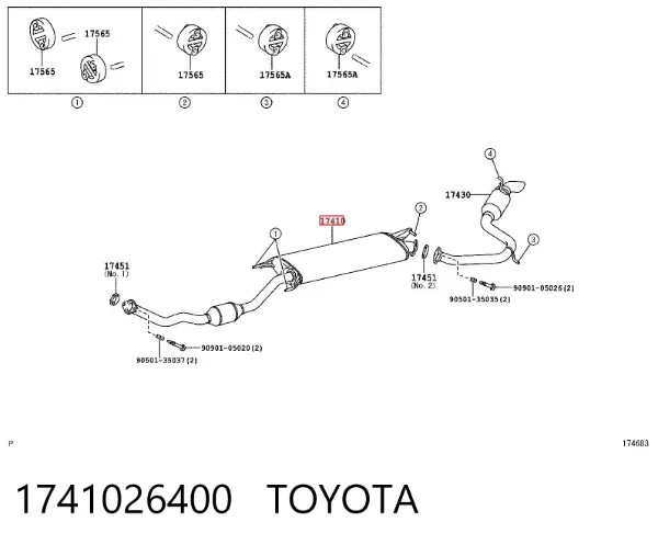 Silenciador delantero 1741026400 Toyota
