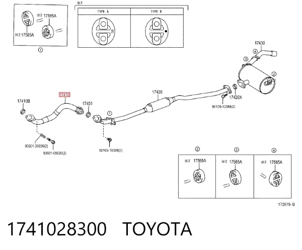 Silenciador delantero 1741028300 Toyota
