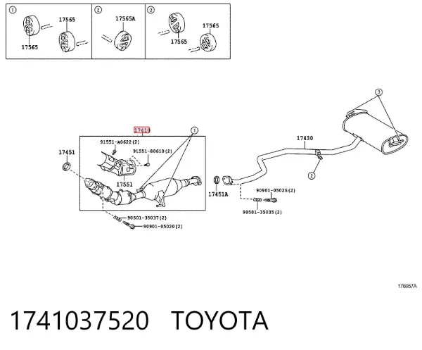 Catalizador 1741037520 Toyota