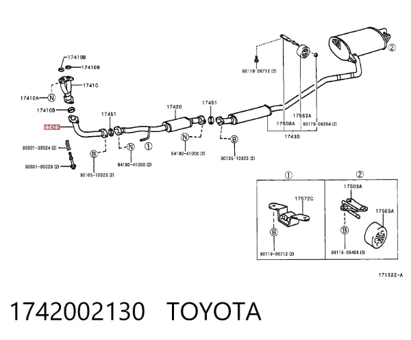 Silenciador central 1742002130 Toyota