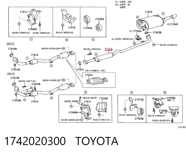 Silenciador central 1742020300 Toyota