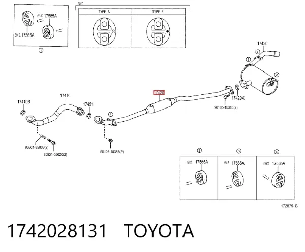 Silenciador central 1742028131 Toyota