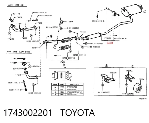 Silenciador trasero 1743002201 Toyota