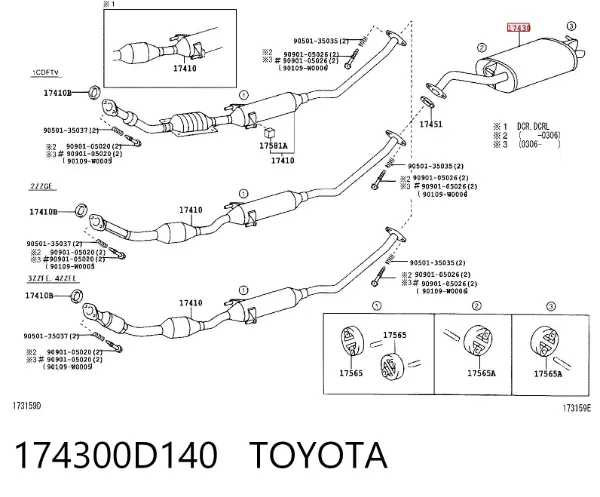 Silenciador trasero 174300D140 Toyota
