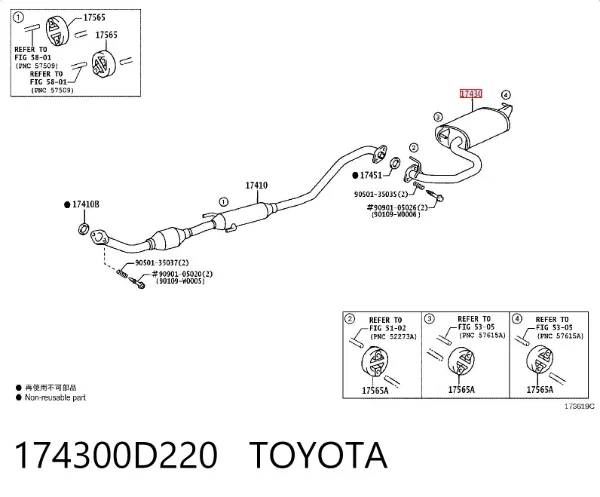Silenciador trasero 174300D220 Toyota