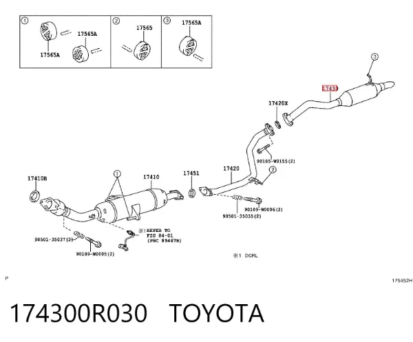 Silenciador trasero 174300R030 Toyota