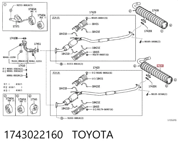 Silenciador trasero 1743022160 Toyota