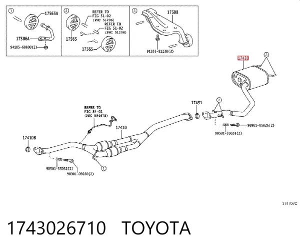 Silenciador trasero 1743026710 Toyota