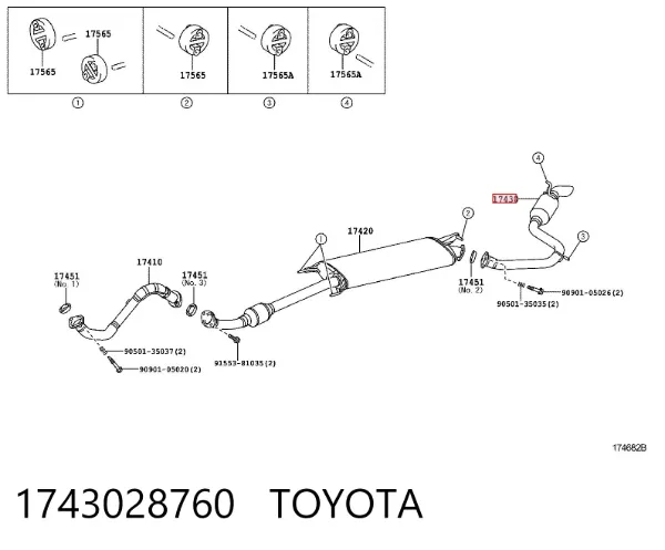 Silenciador trasero 1743028760 Toyota