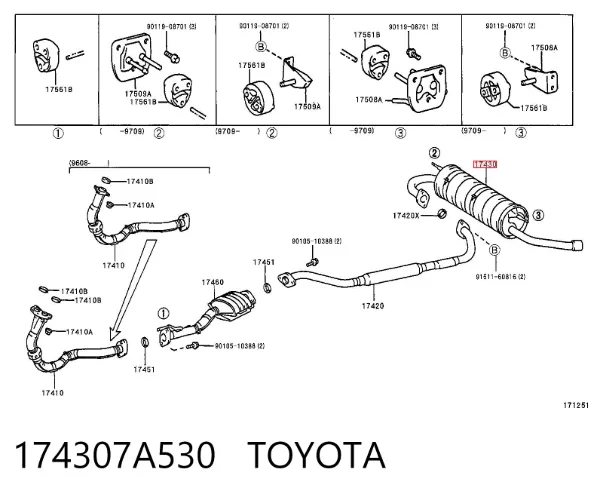 Silenciador trasero 174307A530 Toyota
