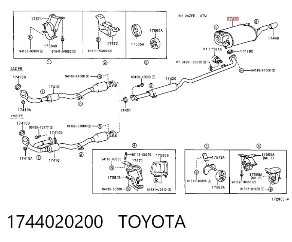 Silenciador trasero 1744020200 Toyota