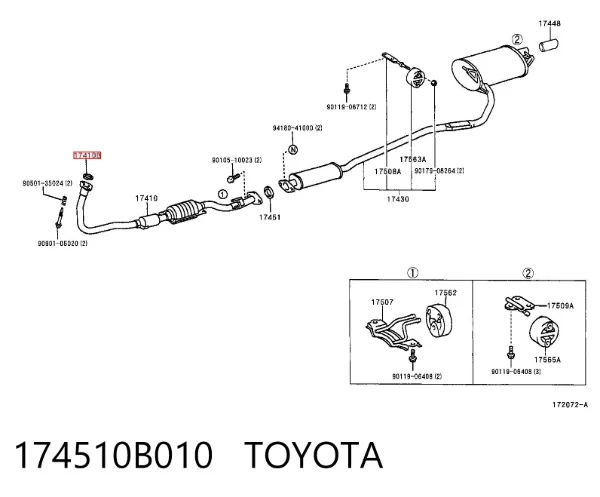 Anillo de la tubería de admisión del silenciador 174510B010 Toyota