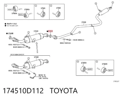 Junta de montaje del silenciador TOYOTA 174510D112
