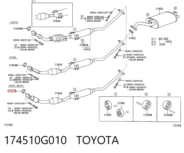 Anillo de la tubería de admisión del silenciador 174510G010 Toyota