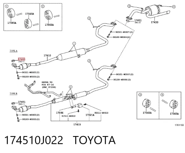 Junta de montaje del silenciador 174510J022 Toyota