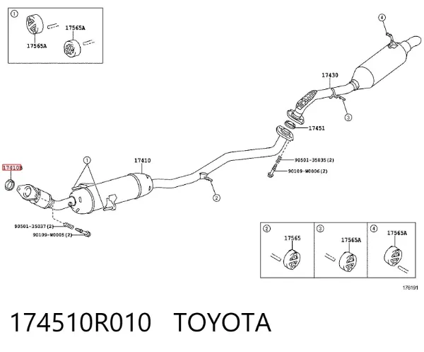 Anillo de la tubería de admisión del silenciador 174510R010 Toyota