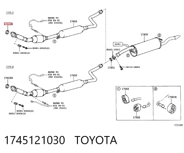 Junta de escape 1745121030 Toyota