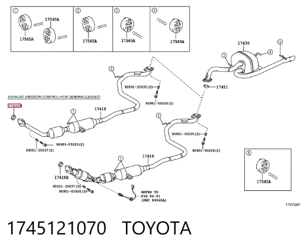Junta de escape 1745121070 Toyota