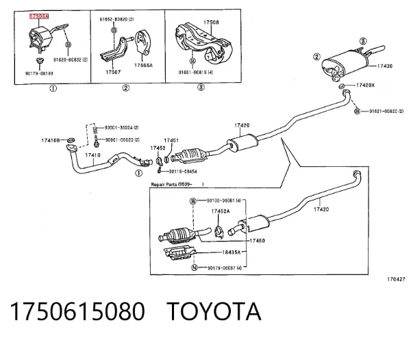 Soporte escape 1750615080 Toyota