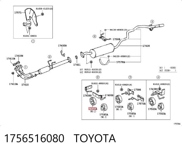 Soporte escape 1756516080 Toyota