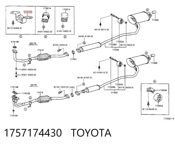 Abrazadera de sujeción delantera 1757174430 Toyota