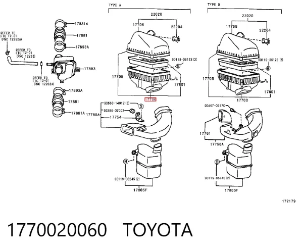 Caja del filtro de aire Toyota Camry IV
