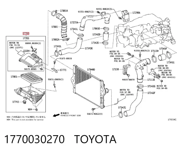 Caja del filtro de aire 1770030270 Toyota