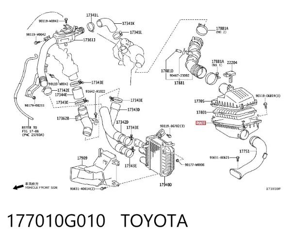 Caja del filtro de aire, parte inferior 177010G010 Toyota