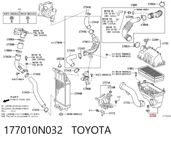 Caja del filtro de aire, parte inferior 177010N032 Toyota