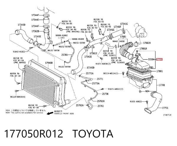 Carcasa del filtro de aire, parte superior 177050R012 Toyota