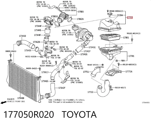 Carcasa del filtro de aire, parte superior 177050R020 Toyota