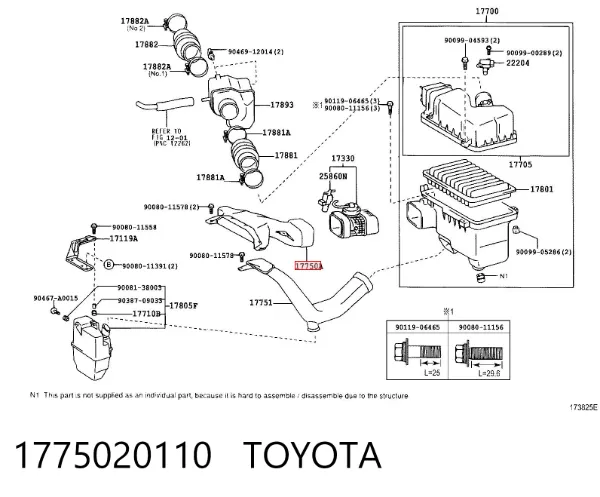 Entrada del filtro de aire 1775020110 Toyota