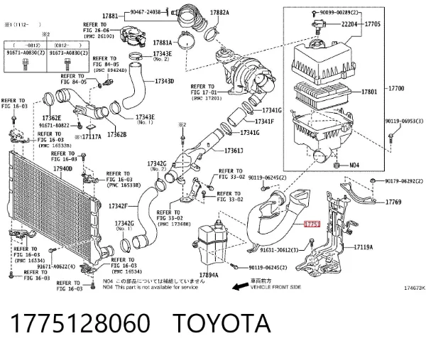 Tubo flexible de aspiración 1775128060 Toyota