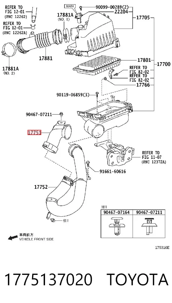 Tubo flexible de aspiración 1775137020 Toyota