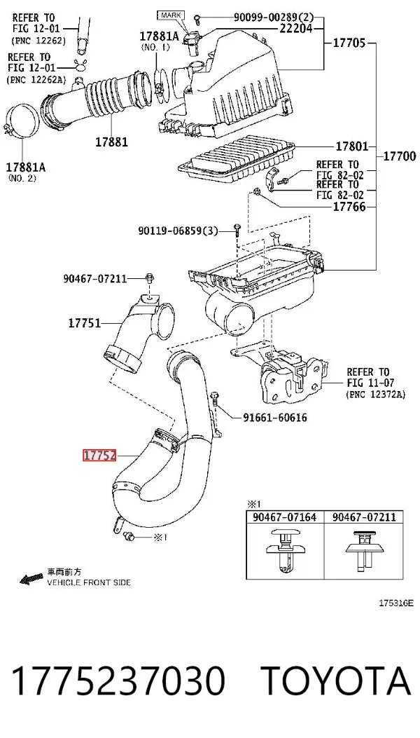 Tubo flexible de aspiración 1775237030 Toyota
