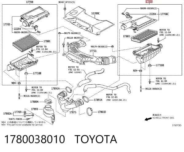 Caja del filtro de aire izquierda 1780038010 Toyota