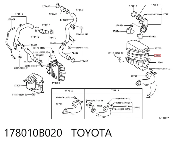 Filtro de aire 178010B020 Toyota