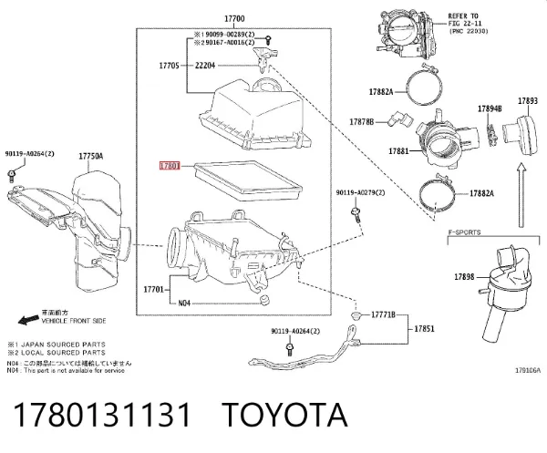 Filtro de aire 1780131131 Toyota