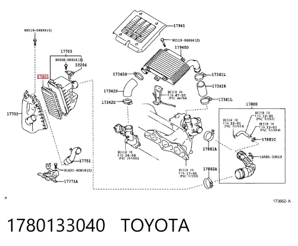 Filtro de aire 1780133040 Toyota
