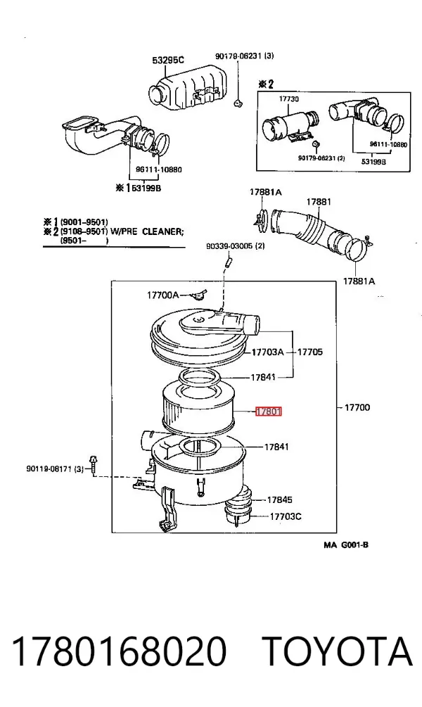 Filtro de aire 1780168020 Toyota