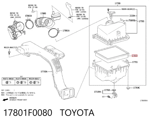 Filtro de aire 17801F0080 Toyota
