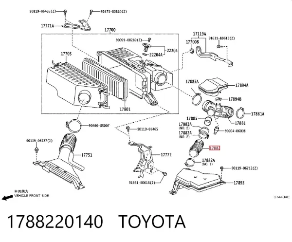 Tubo flexible de aspiración 1788220140 Toyota