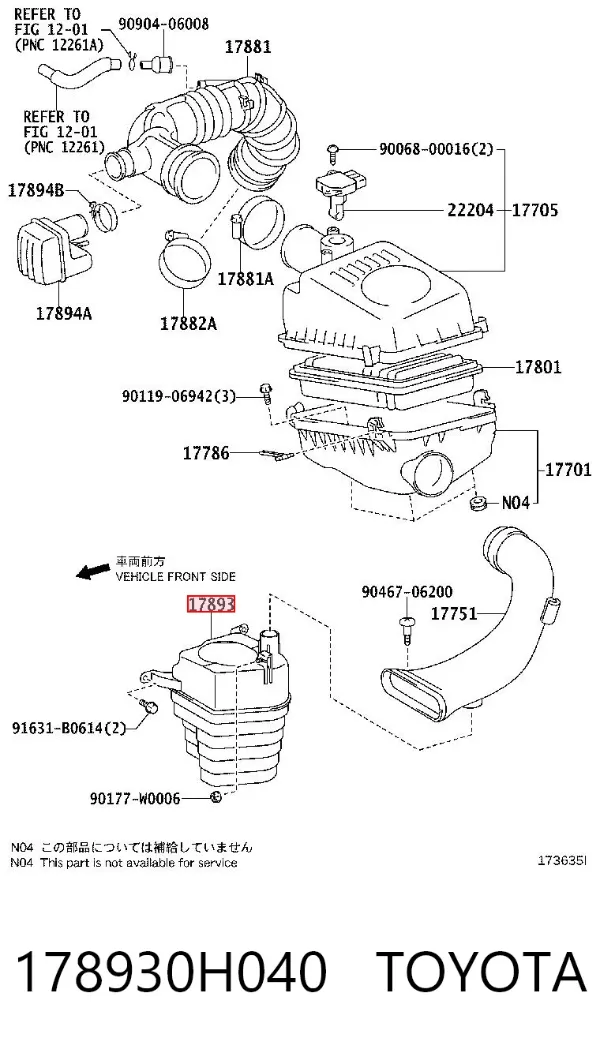 Resonador del filtro de aire 178930H040 Toyota