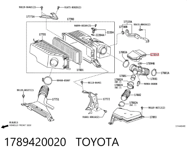 Resonador del filtro de aire 1789420020 Toyota