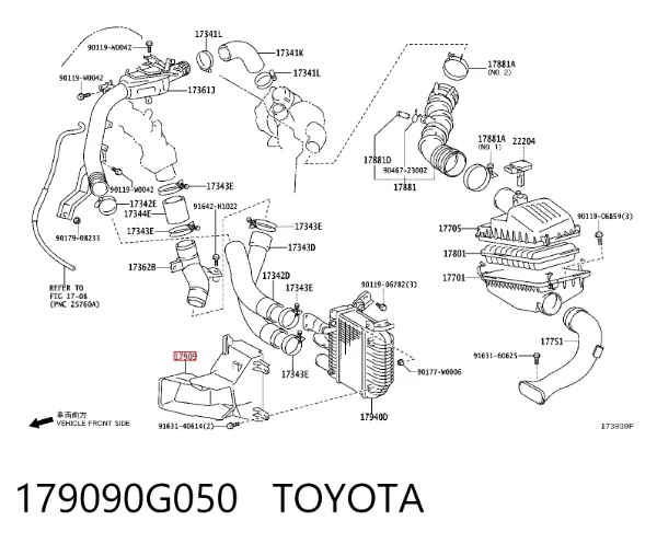 Deflector de aire del radiador del intercooler 179090G050 Toyota