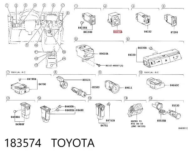Módulo de espejos retrovisores, salpicadero 183574 Toyota