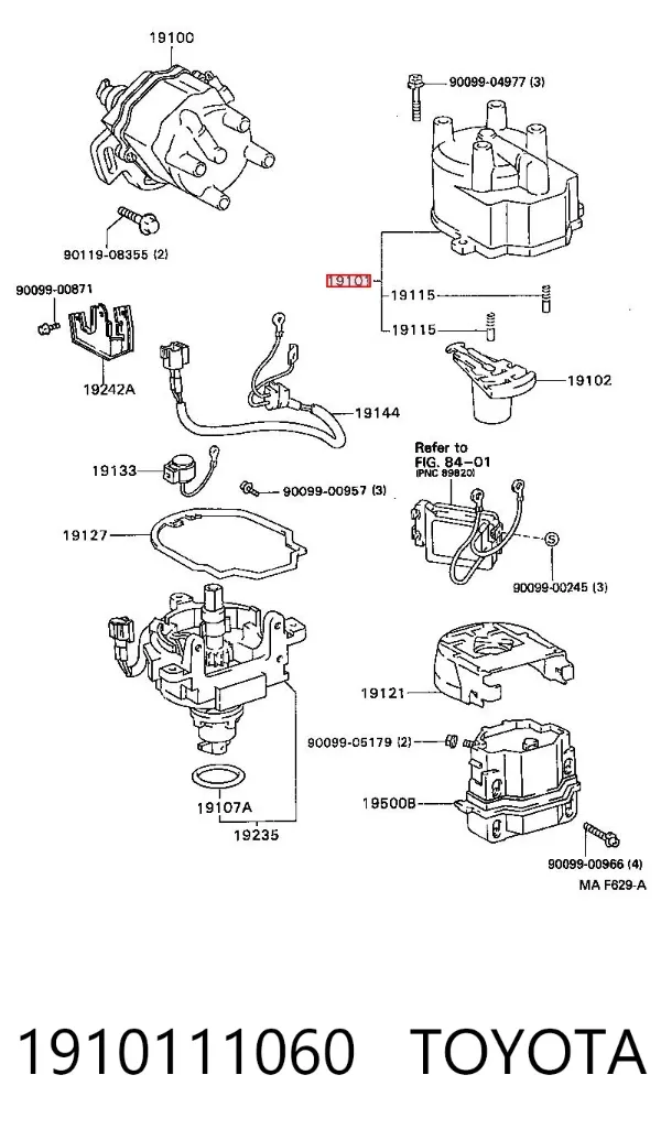 Tapa de distribuidor de encendido 1910111060 Toyota