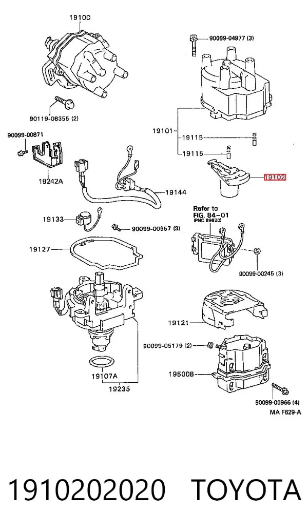 Rotor del distribuidor de encendido 1910202020 Toyota