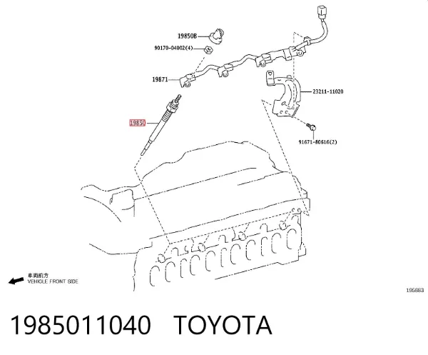 Bujía de precalentamiento 1985011040 Toyota